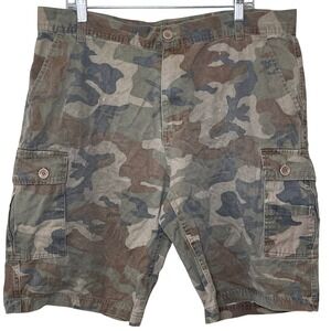 Vintage Red Snap‎ Camo Cargo Shorts Mens 40 Pocket Utility Skater Y2K Baggy